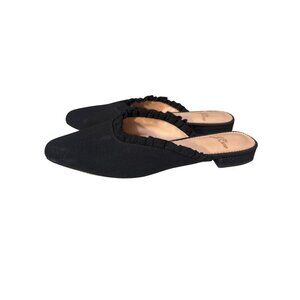 J. Crew Womens Black‎ Ruffle Canvas Mules Size 7